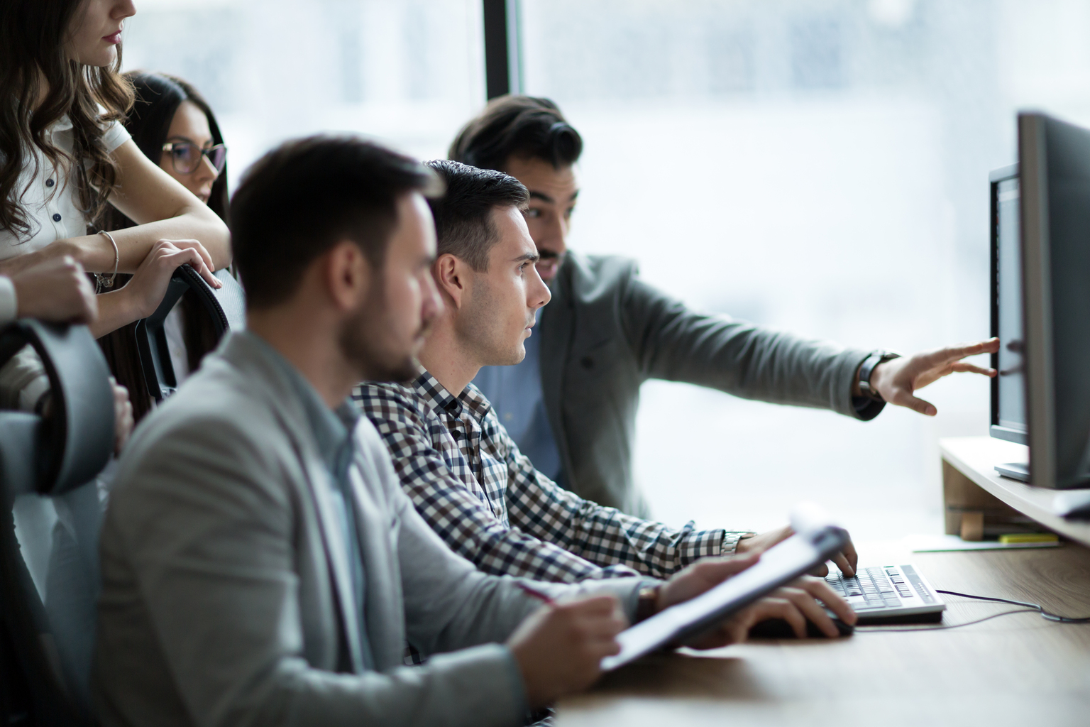 Picture of business people working together in office company.