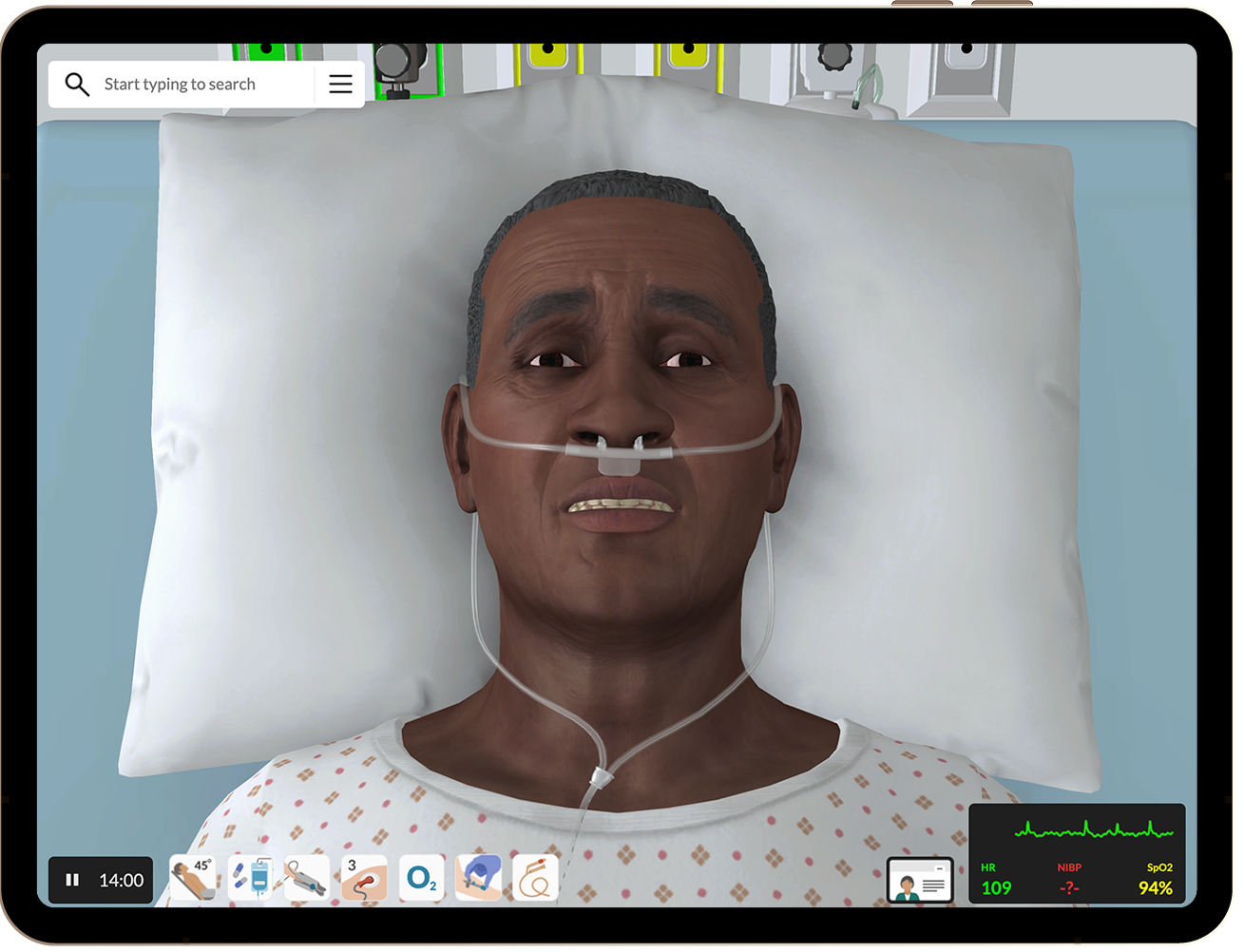 vSim product image with patient simulation