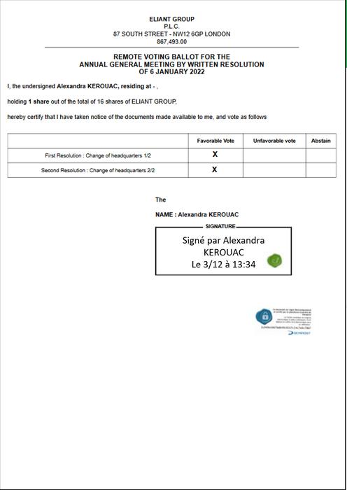 Elektronische handtekeningen voor stemmen tijdens een schriftelijke raadpleging