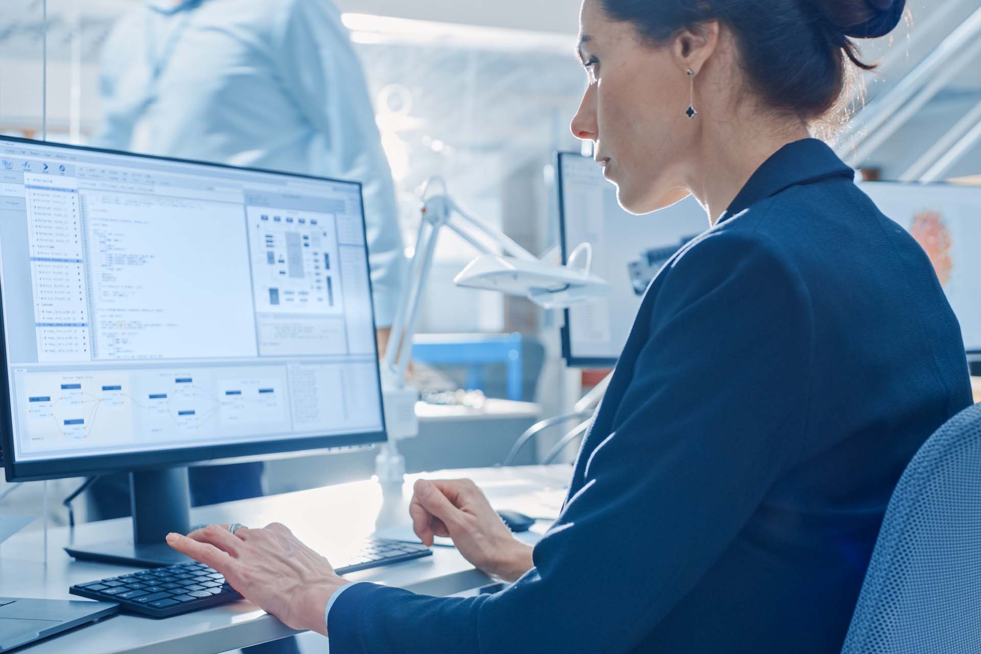 woman working on a computer