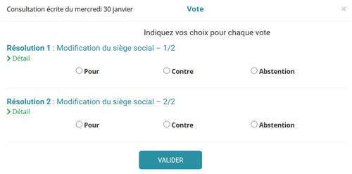 Vote depuis l'espace Actionnaire