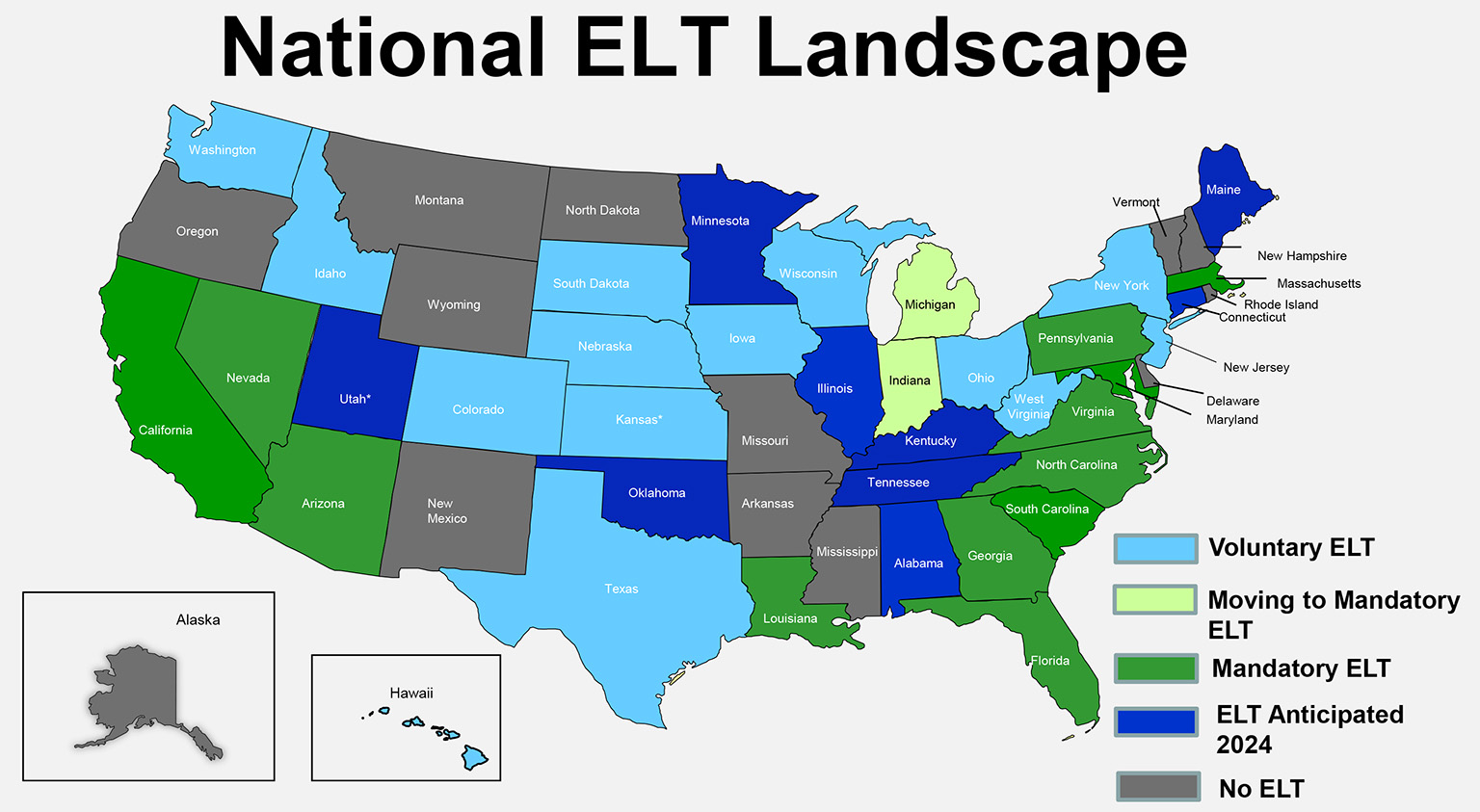 Map of electronic lien title states in the United States