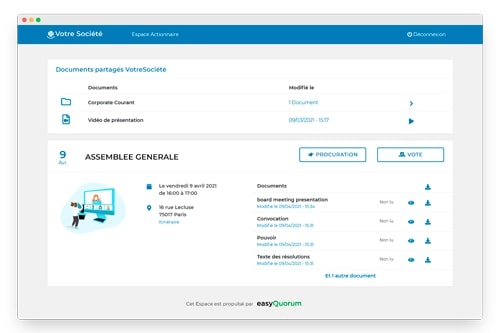 Shareholder space | general meeting software