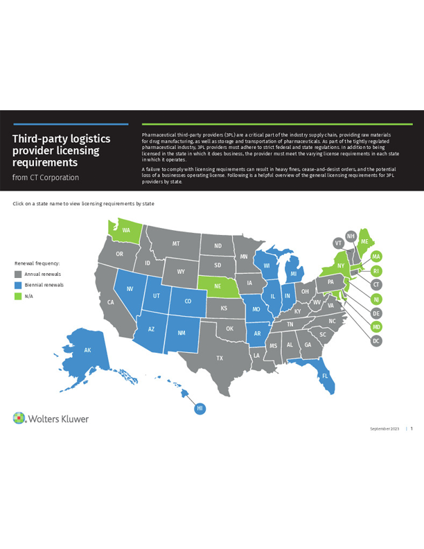 Third-party logistics provider licensing requirements thumbnail image of the smart chart