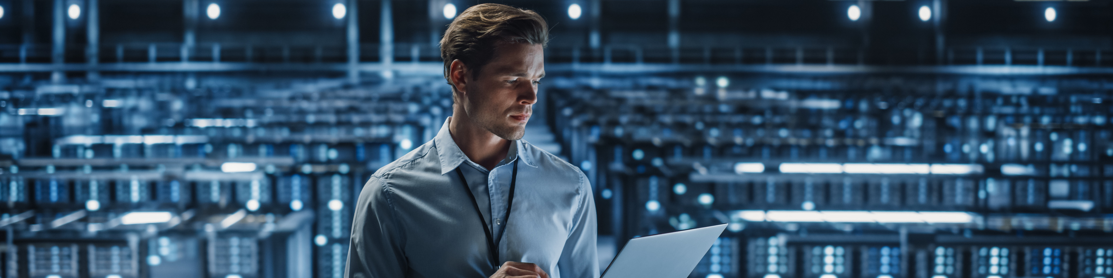 Man in server room