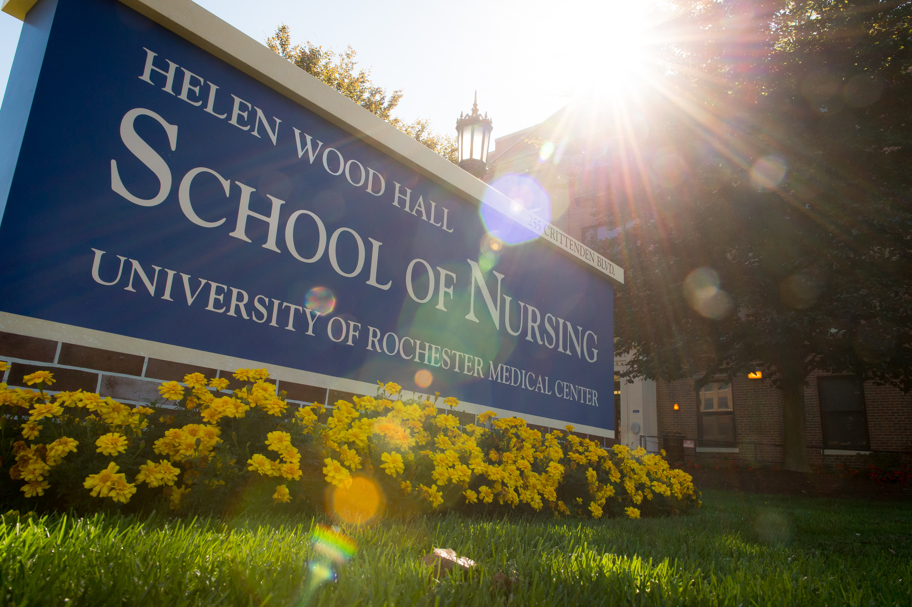 University of Rochester School of Nursing campus sign