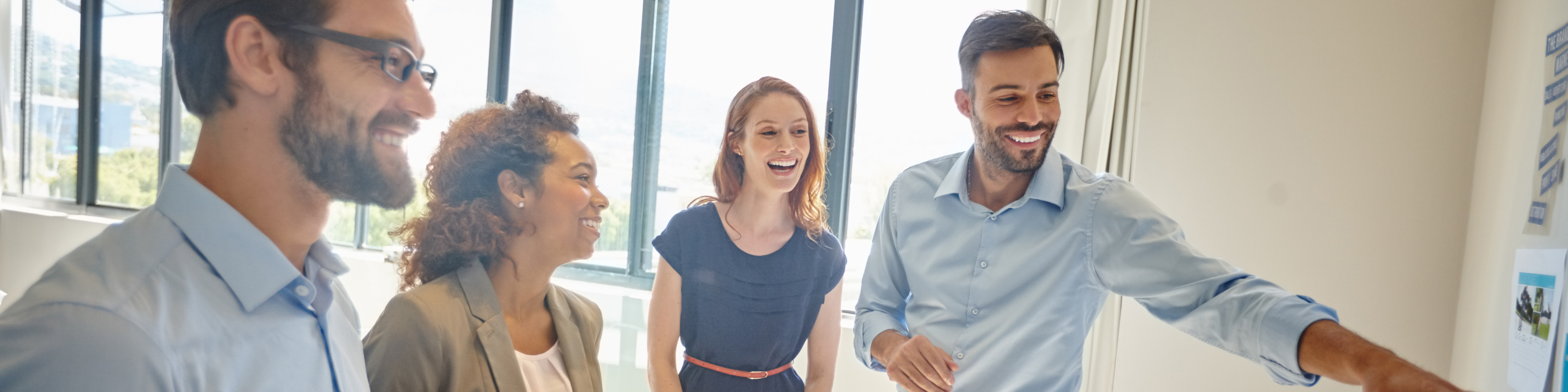 Businesswomen and Businessmen Brainstorming  and standing in the office