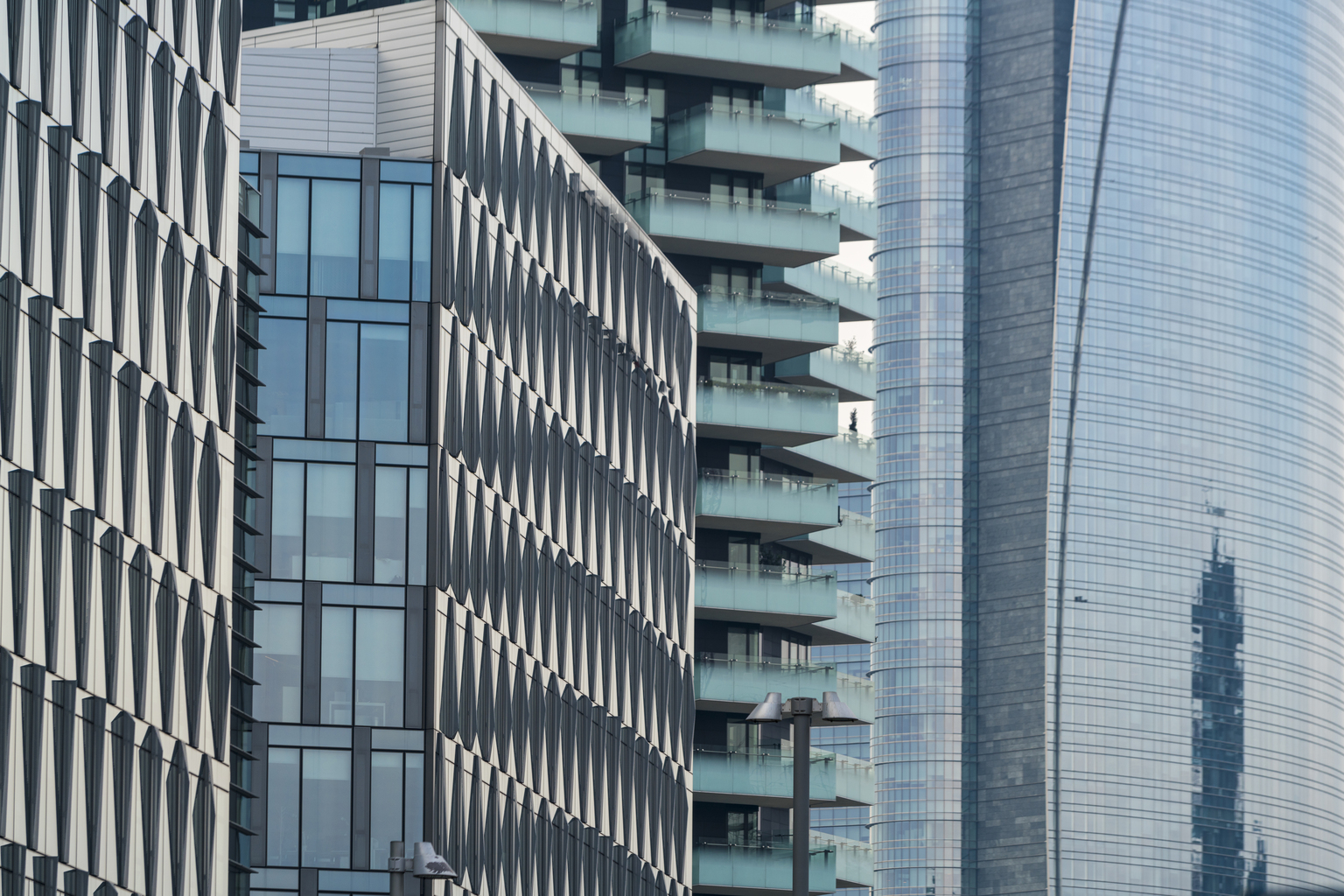 Closeup of towers at Porta Garibaldi financial district.