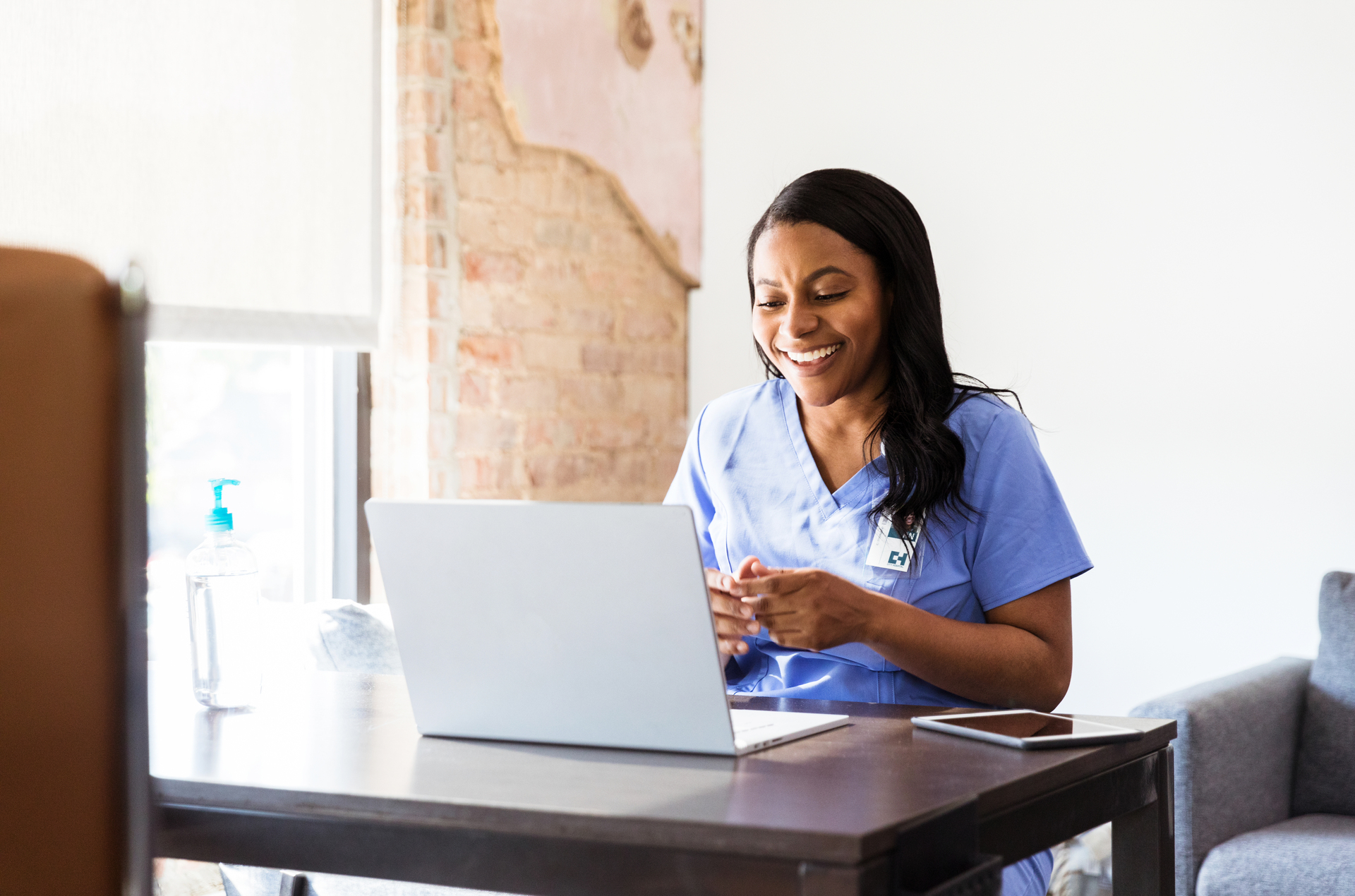 Nurse on virtual meeting