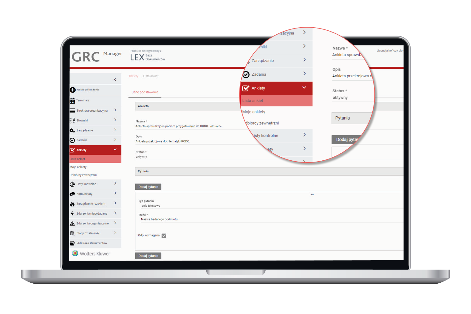 Ankietowanie w oprogramowaniu GRC Manager