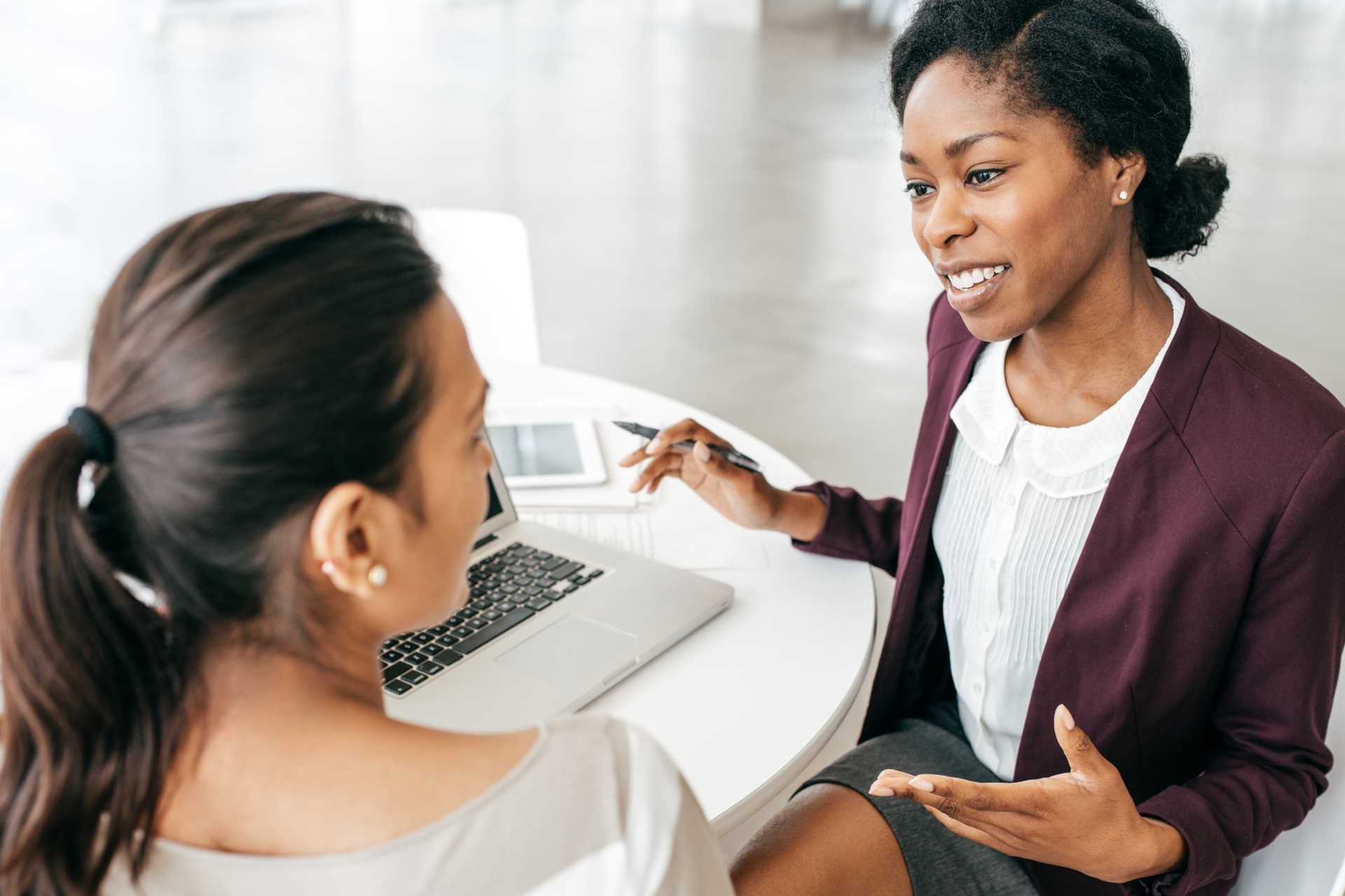 Woman consulting with customer