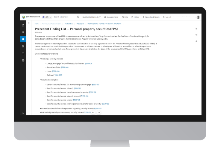 CCH iKnowConnect - Personal Property Securities Law - 3