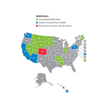 US map showing where a commercial registered agent is needed
